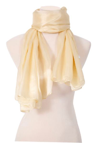 Scarf 100% Silk Paj unicolour Beige Creme Milk